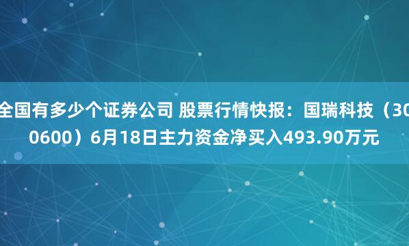 全国有多少个证券公司 股票行情快报：国瑞科技（300600）6月18日主力资金净买入493.90万元